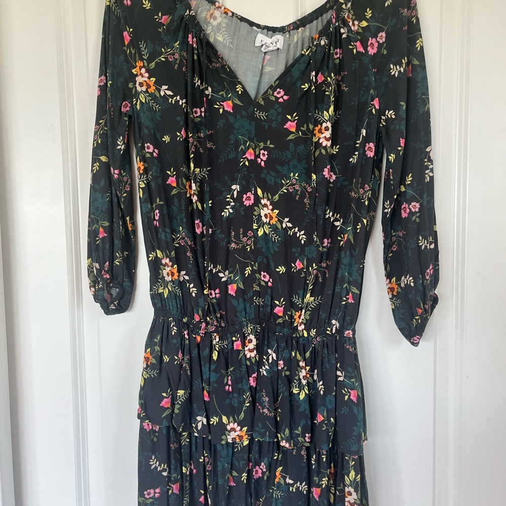 Velvet Pink and Black Ruffled Tie Front Sundress